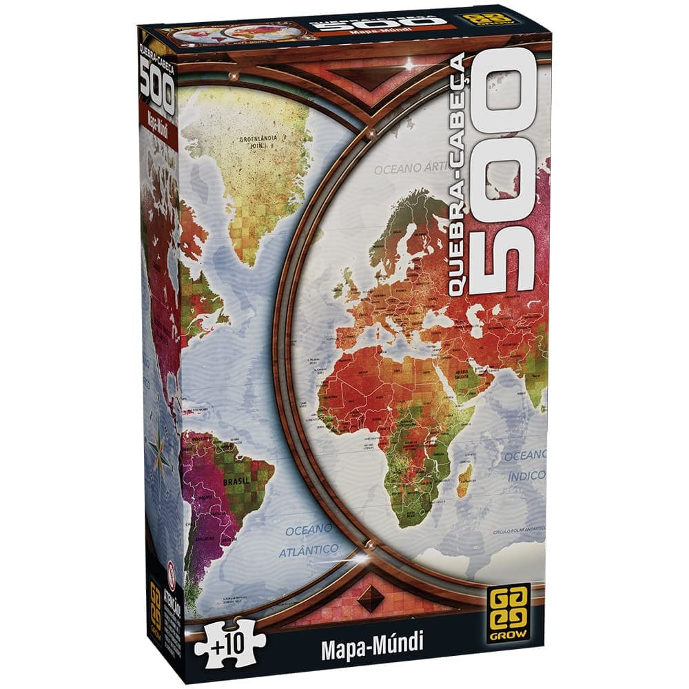 Quebra-Cabeça 500 peças Mapa-Múndi - Grow