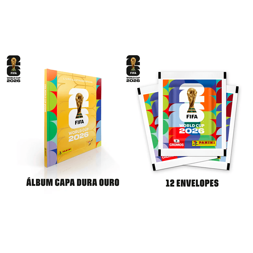 Copa do Mundo FIFA 2026 – Álbum Capa Dura Ouro + 12 Envelopes - Panini