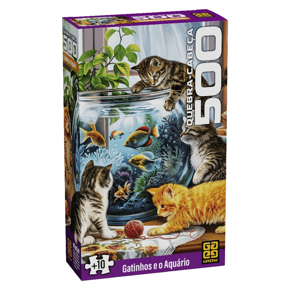 Quebra-Cabeça Gatinhos e o Aquário 500 Peças - Grow