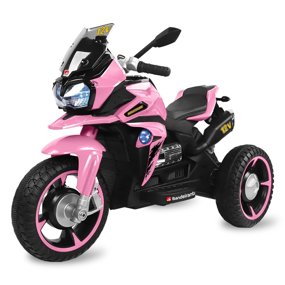 Moto Adventure Eletrica 12V Rosa - Bandeirante