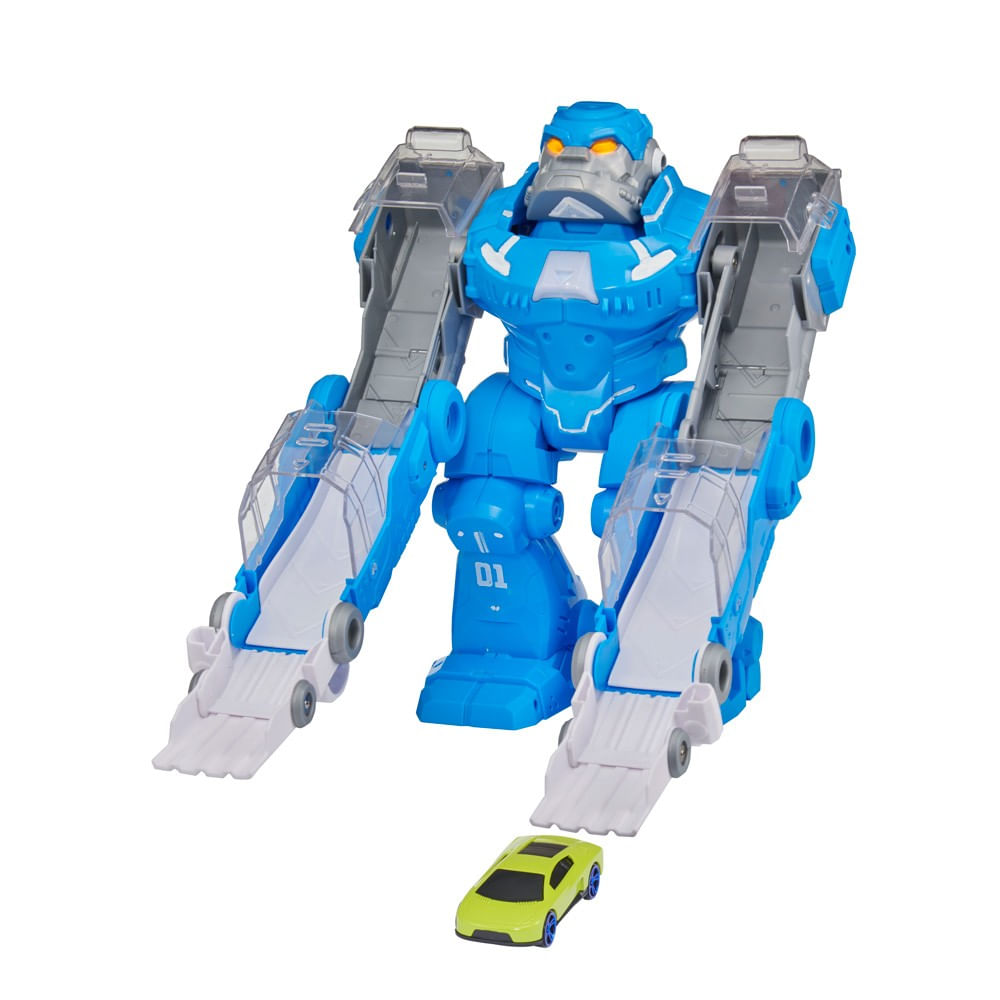 Robô Lançador de Carros Azul - Fun Divirta-se