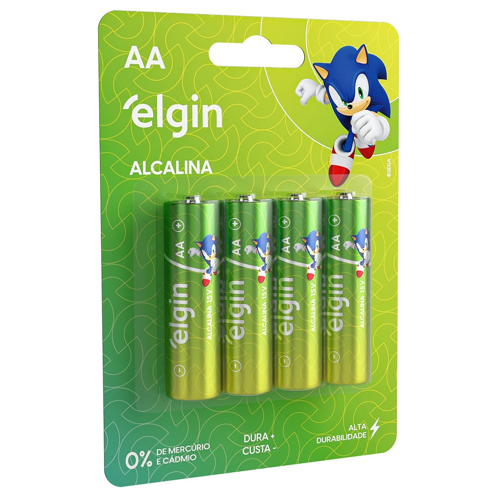 Pilha Alcalina Sonic AA com 4 Unidades - Elgin