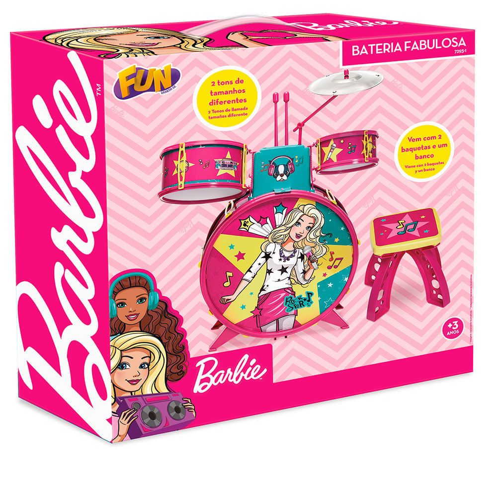 Barbie Bateria Infantil Fabulosa - Fun Divirta-se - Imagem 4