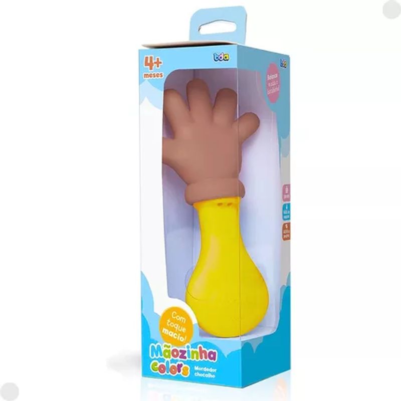 Mordedor e Chocalho Mãozinha Negra Colors Amarelo - Toyster