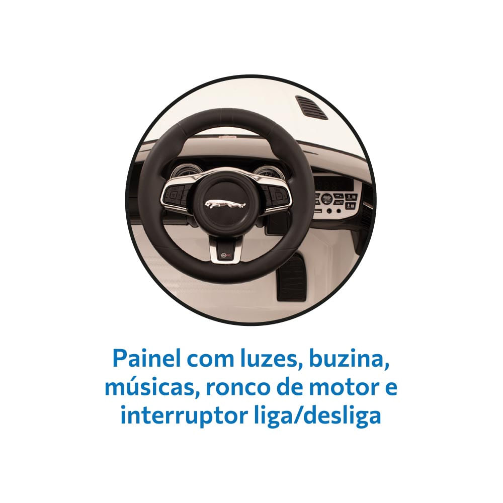 Veículo Elétrico Jaguar Branco RC 12V - Bandeirante - Imagem 5