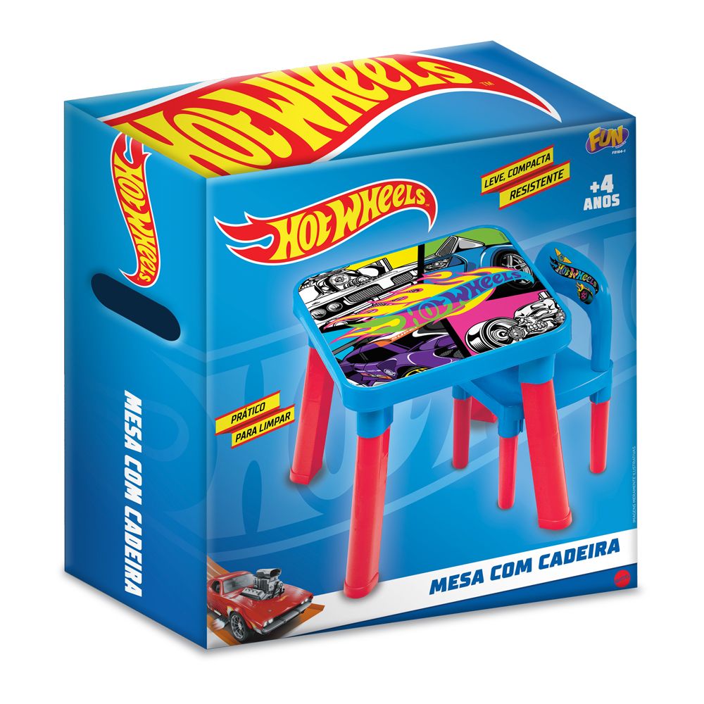 Hot Wheels Mesa de Atividades com Cadeira - Fun Divirta-se - Imagem 4