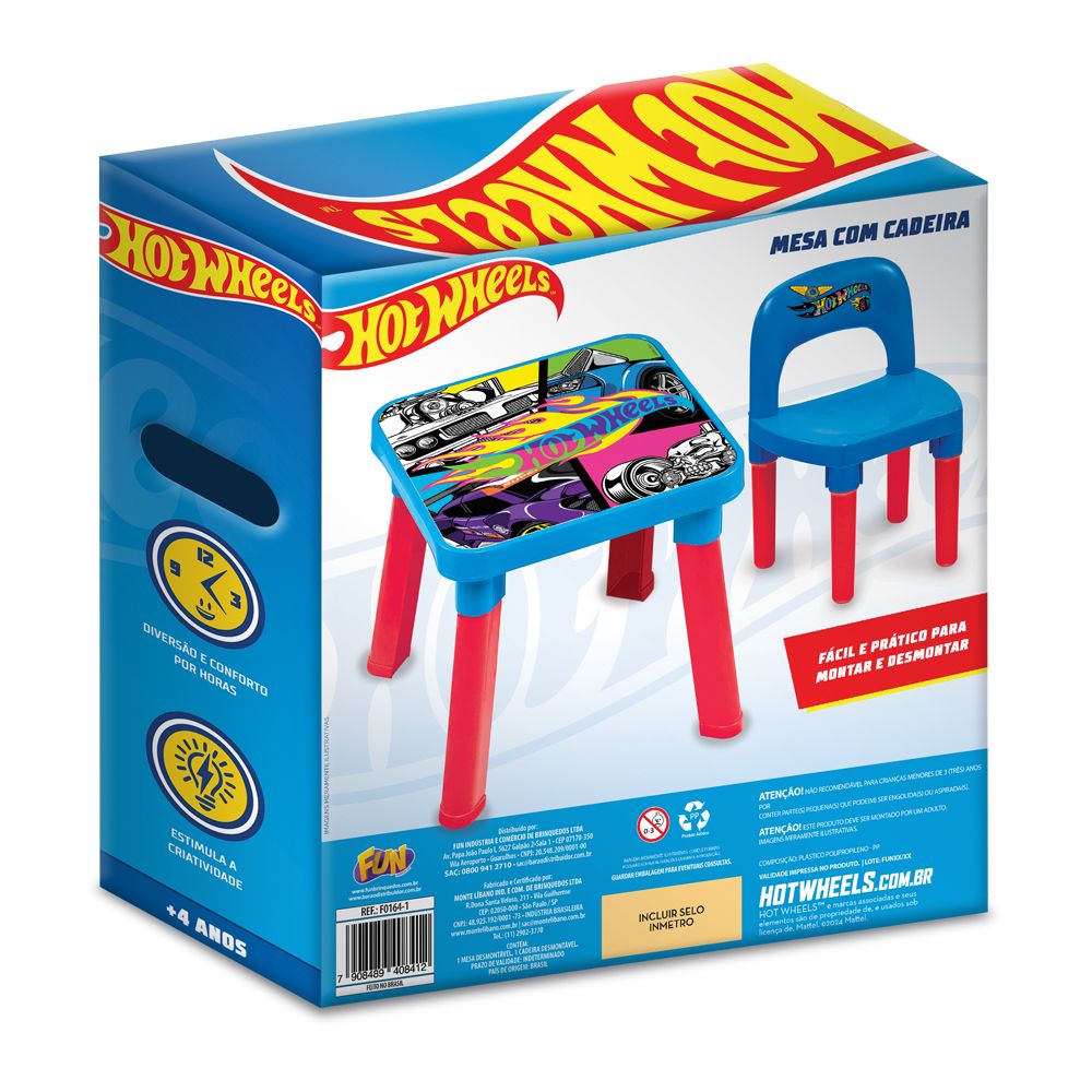 Hot Wheels Mesa de Atividades com Cadeira - Fun Divirta-se - Imagem 5