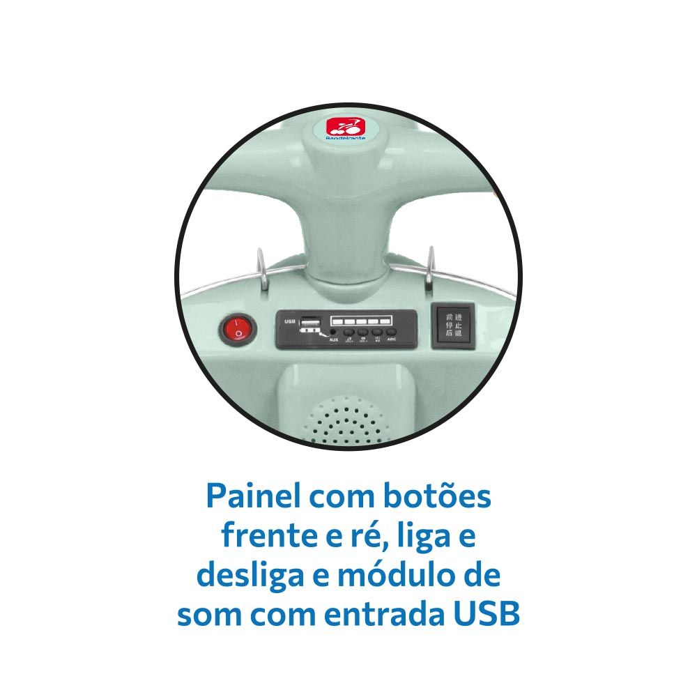 Scooter Elétrica com Banco Acolchoado Menta 6V - Bandeirante - Imagem 4