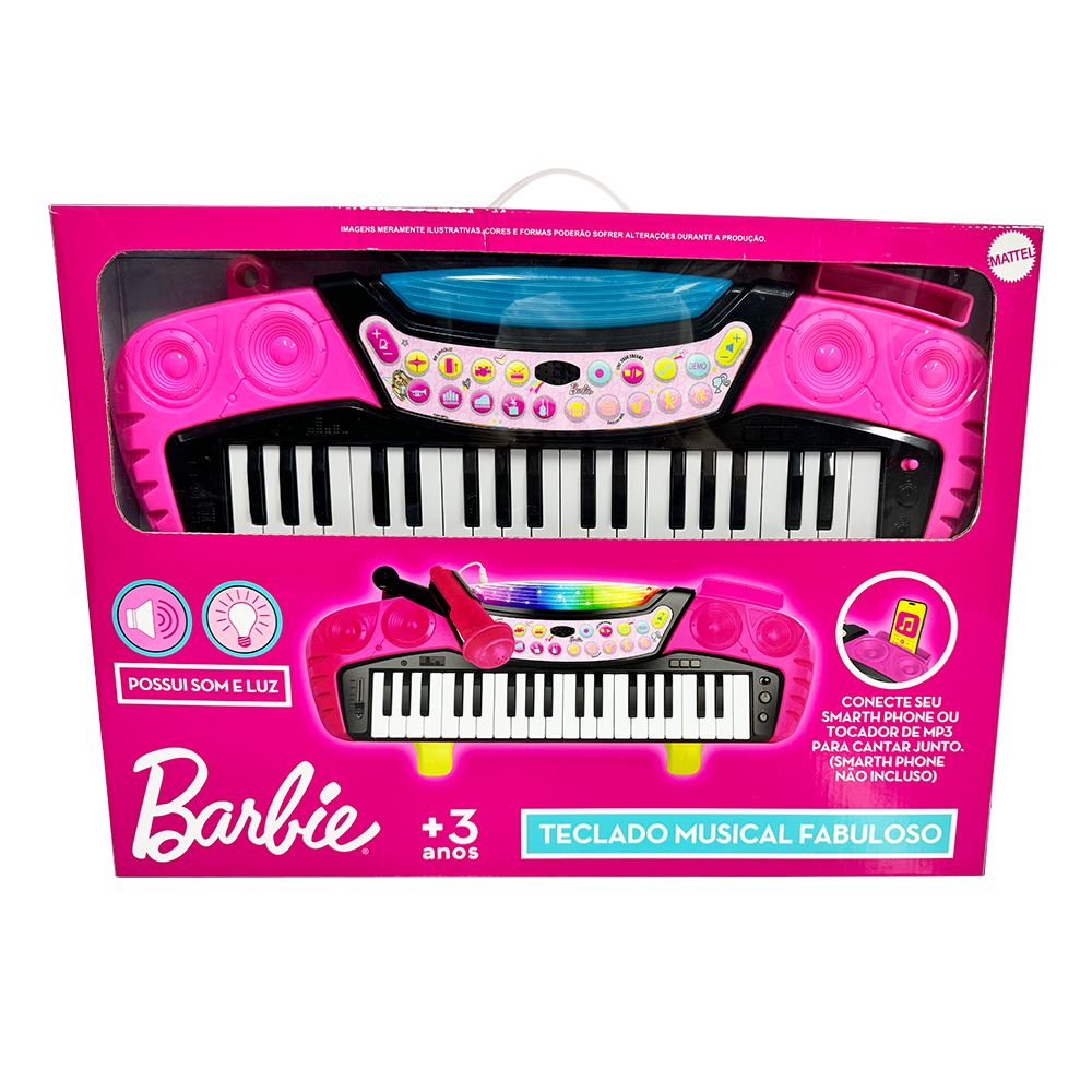 Barbie Teclado com Microfone e Banquinho - Fun Divirta-se - Imagem 6