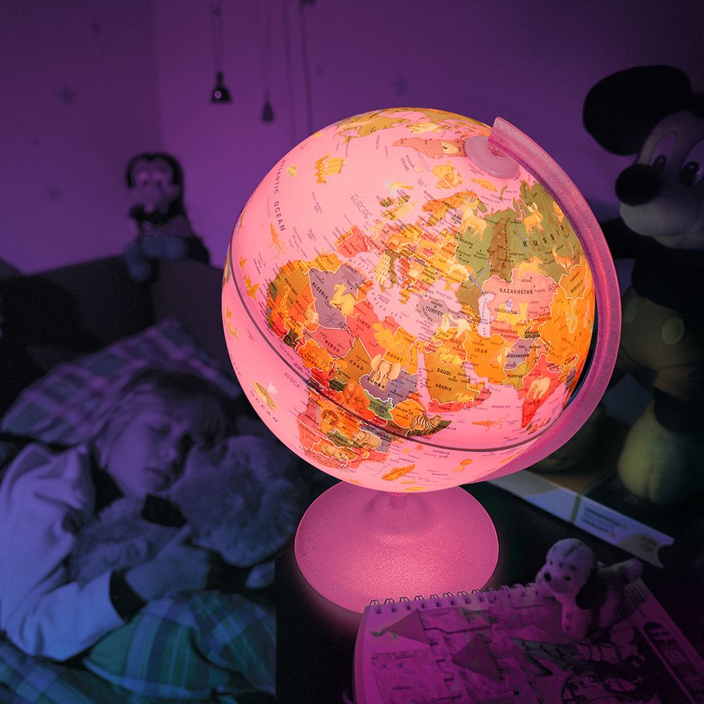 Globo Terrestre Luminoso Pink Zoo 25cm - Tecnodidattica - Imagem 3