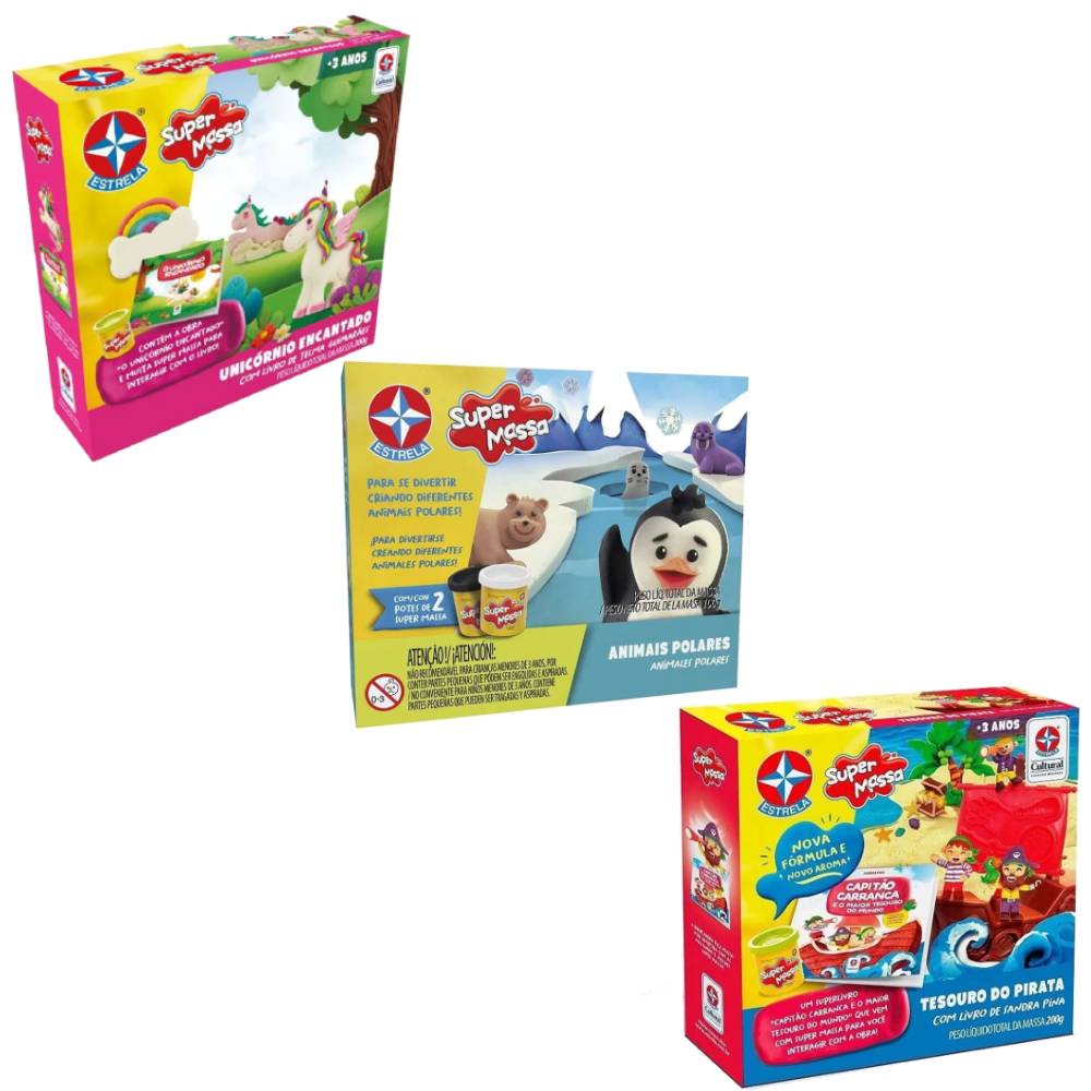 Kit 3 Livros Super Massa Estrela Unicórnio, Animais Polares e Tesouro do Pirata - Estrela
