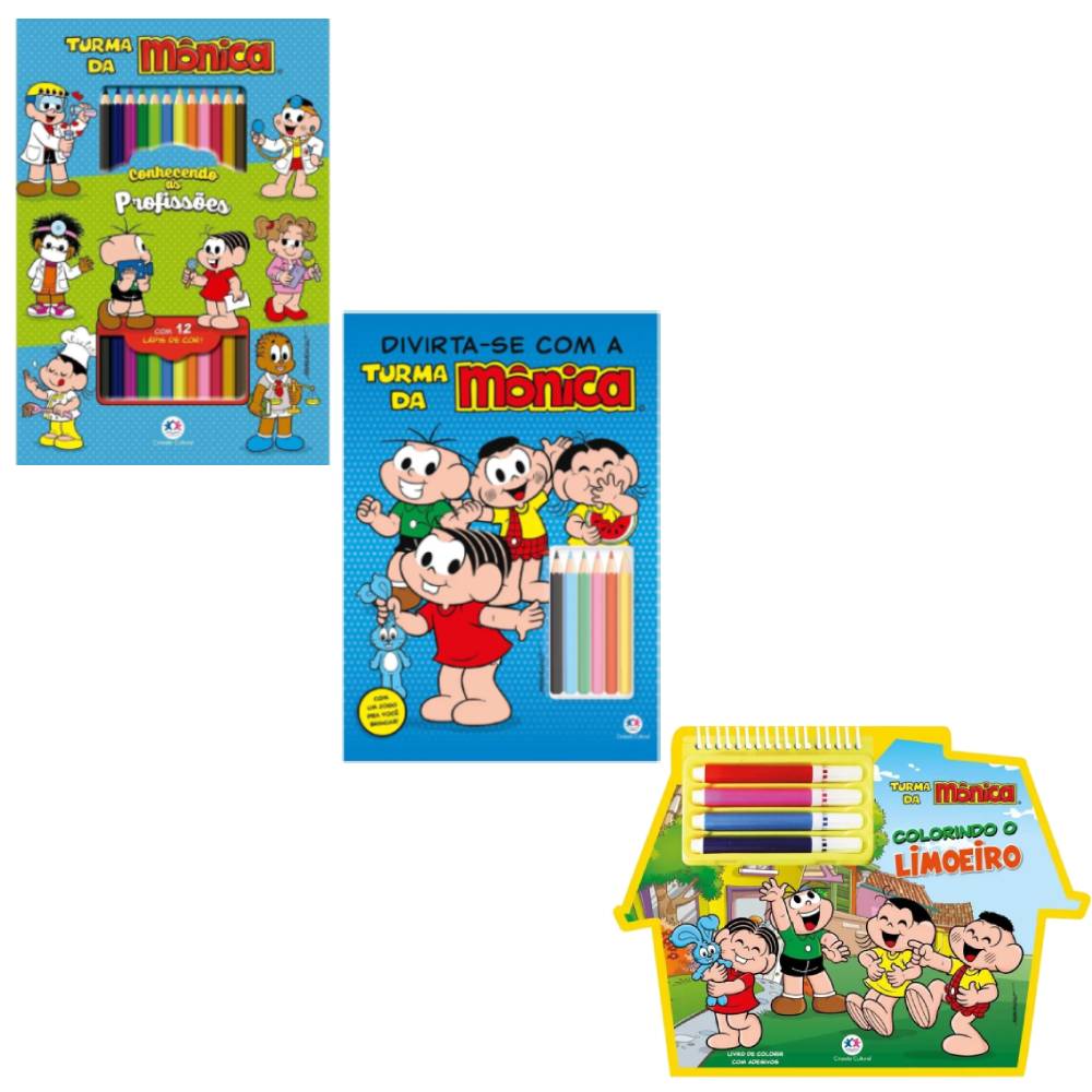 Kit Turma da Mônica 3 Livros Para Colorir - Ciranda Cultural